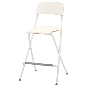 IKEA FRANKLIN bar stool with backrest, foldable, white/white, 24 3/4 in , IKEA Sale | 45961KJLU