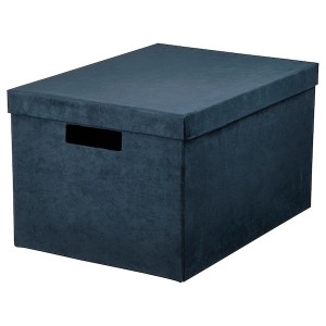 IKEA GJÄTTA storage box with lid, velvet dark blue, 9 ¾x13 ¾x7 ¾ in , IKEA Sale | 15089QCWK