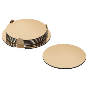 IKEA GLATTIS coasters with holder, brass color, 3 in, 6 pack , IKEA Sale | 42051QLNO