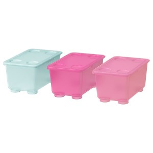 IKEA GLIS box with lid, pink/turquoise, 6 ¾x4 in, 3 pack , IKEA Sale | 85347VLYS