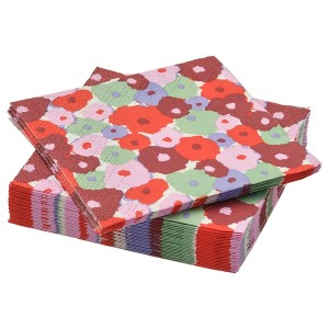 IKEA GROPLÖJA paper napkin, flower pattern multicolor, 9 ½x9 ½ in, 30 pack , IKEA Sale | 90817HXOZ