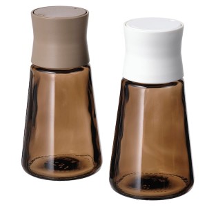 IKEA HALVTOM salt and pepper shakers, glass/brown, 4 ¾ in, 2 pack , IKEA Sale | 23401VKLI