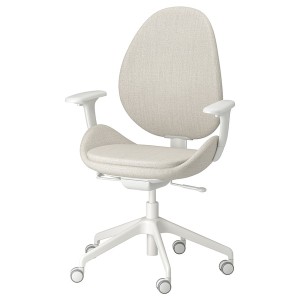 IKEA HATTEFJÄLL office chair with armrests, Gunnared beige/white , IKEA Sale | 85942NYKX