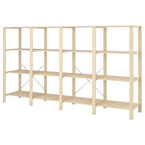 IKEA HEJNE 4 section shelving unit, softwood, 120 7/8x19 5/8x67 3/8 in , IKEA Sale | 67431HKPE