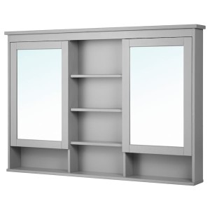 IKEA HEMNES Mirror cabinet with 2 doors, gray, 55 1/8x38 5/8 in , IKEA Sale | 67315QRCD