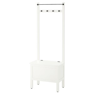 IKEA HEMNES Storage bench w/towel rail+4 hooks, white, 25 1/4x14 5/8x68 1/8 in , IKEA Sale | 53671GQSH