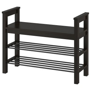 IKEA HEMNES bench with shoe storage, black-brown, 33 1/2x12 5/8x25 5/8 in , IKEA Sale | 37295HFZU