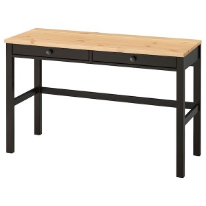 IKEA HEMNES desk with 2 drawers, black-brown/light brown, 47 1/4x18 1/2 in , IKEA Sale | 94862JTXR