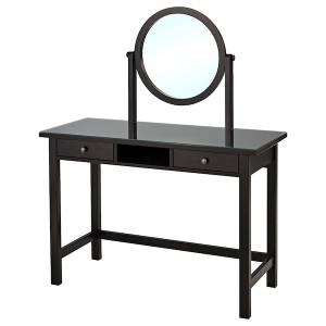 IKEA HEMNES dressing table with mirror, black-brown, 43 1/4x17 3/4 in , IKEA Sale | 15267VDXW