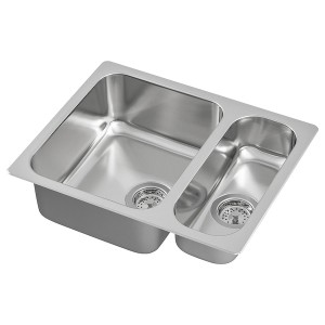 IKEA HILLESJÖN 1 1/2 bowl dual mount sink, stainless steel, 22 7/8x18 1/8 in , IKEA Sale | 38714YZFE