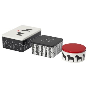 IKEA HÄSTHAGE tin with lid, set of 3, multicolor , IKEA Sale | 58736NJFT