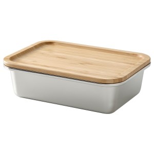 IKEA IKEA 365+ food container with lid, rectangular stainless steel/bamboo, 34 oz , IKEA Sale | 31968WGQC