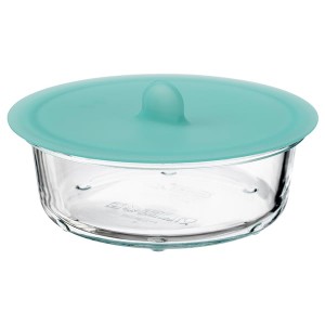 IKEA IKEA 365+ food container with lid, round glass/silicone, 14 oz , IKEA Sale | 40298XRLK