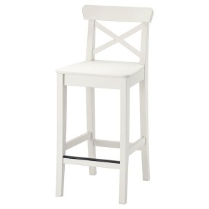 IKEA INGOLF Bar stool with backrest, white, 24 3/4 in , IKEA Sale | 73485ZALD