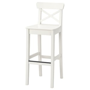 IKEA INGOLF Bar stool with backrest, white, 29 1/8 in , IKEA Sale | 46087IVEJ