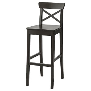 IKEA INGOLF bar stool with backrest, brown-black, 29 1/8 in , IKEA Sale | 93174ESCK