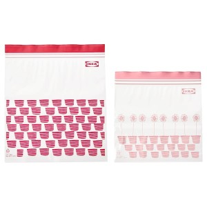 IKEA ISTAD resealable bag, patterned red/pink, 3/1 qt, 50 pack , IKEA Sale | 69714ETBP