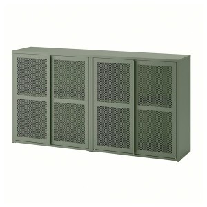 IKEA IVAR cabinet with doors, gray-green mesh, 63x11 3/4x32 5/8 in , IKEA Sale | 98425CXHV