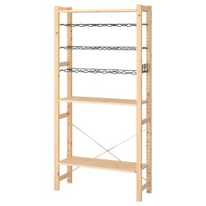 IKEA IVAR shelving unit with bottle racks, pine/gray, 35x11 3/4x70 1/2 in , IKEA Sale | 34026PNMV