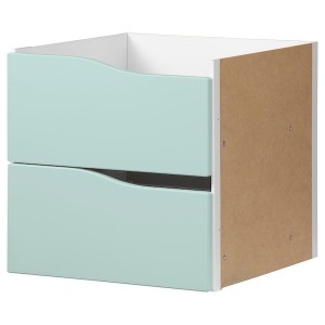 IKEA KALLAX insert with 2 drawers, wave shaped/pale turquoise, 13x13 in , IKEA Sale | 63058HTCS