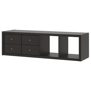 IKEA KALLAX shelf unit with 2 inserts, with 4 drawers/black-brown, 57 5/8x16 3/8 in , IKEA Sale | 25948MHBZ