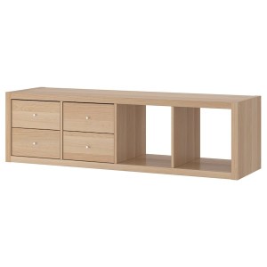 IKEA KALLAX shelf unit with 2 inserts, with 4 drawers/white stained oak effect, 57 5/8x16 3/8 in , IKEA Sale | 02563NAHK