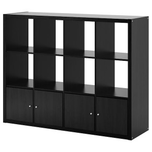 IKEA KALLAX shelf unit with 4 inserts, black-brown, 57 7/8x44 1/8 in , IKEA Sale | 78630BRZN