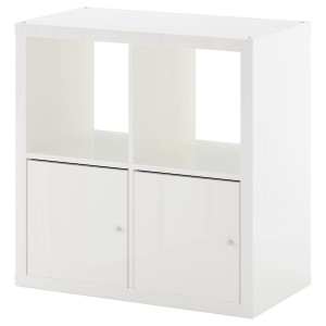 IKEA KALLAX shelf unit with doors, high-gloss/white, 30 3/8x30 3/8 in , IKEA Sale | 28163MKXQ