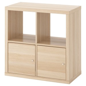 IKEA KALLAX shelf unit with doors, white stained oak effect, 30 3/8x30 3/8 in , IKEA Sale | 72651KYWI