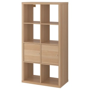 IKEA KALLAX shelf unit with doors, white stained oak effect, 30 3/8x57 7/8 in , IKEA Sale | 83205POVR