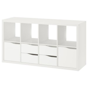 IKEA KALLAX shelving unit, with 2 doors with 4 drawers/wave shaped white, 57 7/8x30 3/8 in , IKEA Sale | 50631EFDL