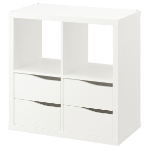 IKEA KALLAX shelving unit, with 4 drawers wave shaped/white, 30 3/8x30 3/8 in , IKEA Sale | 74389ACST