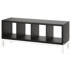 IKEA KALLAX shelving unit with underframe, black-brown/white, 57 7/8x23 1/4 in , IKEA Sale | 16287UWTN