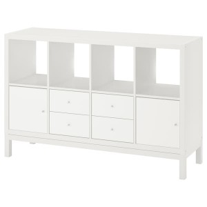 IKEA KALLAX shelving unit with underframe, with 2 doors/4 drawers/white, 57 7/8x37 in , IKEA Sale | 25738HXIR