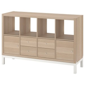 IKEA KALLAX shelving unit with underframe, with 2 doors/4 drawers/white stained oak effect, 57 7/8x37 in , IKEA Sale | 53068GOMQ