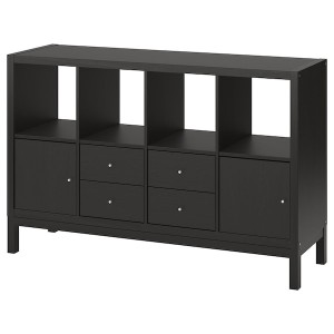 IKEA KALLAX shelving unit with underframe, with 2 doors/4 drawers/black-brown, 57 7/8x37 in , IKEA Sale | 12750FYKV