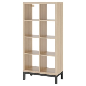 IKEA KALLAX shelving unit with underframe, white stained oak effect/black, 30 3/8x64 5/8 in , IKEA Sale | 53406GBZF