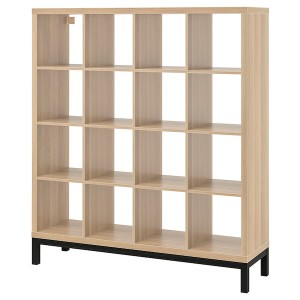 IKEA KALLAX shelving unit with underframe, white stained oak effect/black, 57 7/8x64 5/8 in , IKEA Sale | 16378AIXR