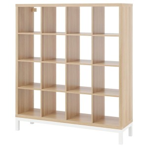 IKEA KALLAX shelving unit with underframe, white stained oak effect/white, 57 7/8x64 5/8 in , IKEA Sale | 18530IGQU