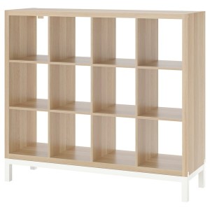 IKEA KALLAX shelving unit with underframe, white stained oak effect/white, 57 7/8x50 3/4 in , IKEA Sale | 76423JKNX