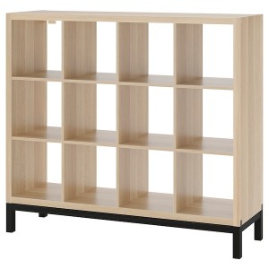 IKEA KALLAX shelving unit with underframe, white stained oak effect/black, 57 7/8x50 3/4 in , IKEA Sale | 24879CGZB