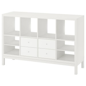 IKEA KALLAX shelving unit with underframe, with 4 drawers/with 2 shelf inserts white, 57 7/8x37 in , IKEA Sale | 69431UKQX