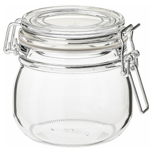 IKEA KORKEN Jar with lid, clear glass, Height: 4 in Diameter: 4 3/8 in , IKEA Sale | 50984ZRKH