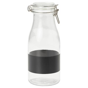 IKEA KORKEN bottle-shaped jar with lid, clear glass/black, 34 oz , IKEA Sale | 70653FRCV