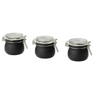 IKEA KORKEN jar with lid, clear glass/black, 4 oz, 3 pack , IKEA Sale | 08759NYLO