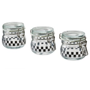 IKEA KORKEN jar with lid, clear glass/check pattern black, 4 oz, 3 pack , IKEA Sale | 05173KLEH