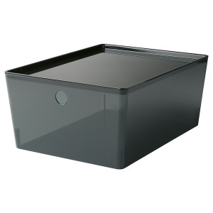 IKEA KUGGIS box with lid, transparent black, 10 ¼x13 ¾x6 in , IKEA Sale | 17850WTNF