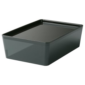 IKEA KUGGIS box with lid, transparent black, 7x10 ¼x3 ¼ in , IKEA Sale | 35809ZDPR