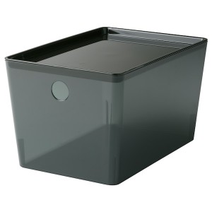 IKEA KUGGIS box with lid, transparent black, 7x10 ¼x6 in , IKEA Sale | 61832USAC