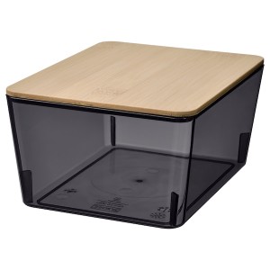 IKEA KUGGIS box with lid, transparent black/bamboo, 5x7x3 ¼ in , IKEA Sale | 72643FWHL